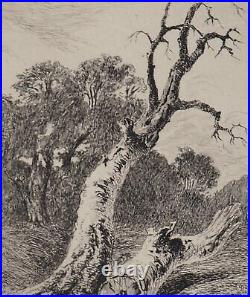Georges MICHEL Troncs d'arbres, Gravure, Signée, #Durand Ruel, 1873