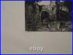 Georges MICHEL Un vieux manoir en ruines, GRAVURE signée, Durand Ruel, 1873