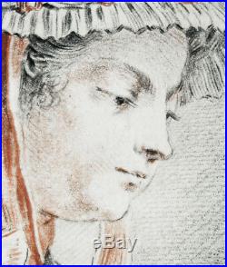 Gilles Demarteau Portrait de Madame Huet 1773 superbe manière de crayon 34x26cm