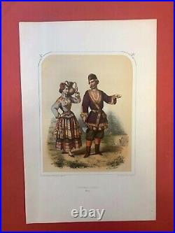 Gm10-gravure-rehaussée Main-a. Lacauchie-les Nations-costumes Russes-1853