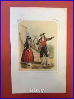Gm12-gravure-rehaussée Main-a. Lacauchie-les Nations-costumes Basques-1853