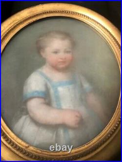 Grand Pastel Enfant 1867 (famille André de Beaulieu) XIXe Portrait 57X68 cm