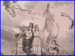 Grande Gravure Revolution 1848 L Appel A La Liberte Char Lions Lithographie