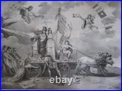 Grande Gravure Revolution 1848 L Appel A La Liberte Char Lions Lithographie