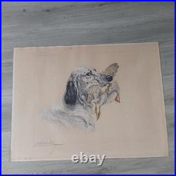 Grande Lithographie Danchin Hunting N°2 Chien Setter Perdrix 118/500