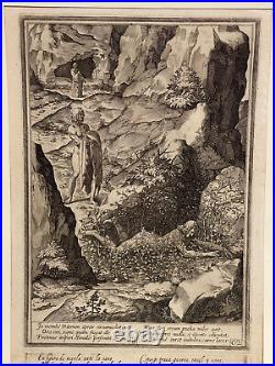 Grande gravure 1597 siècle signée penitence Saint Benoit Caprioli & Passseri