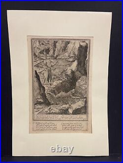 Grande gravure 1597 siècle signée penitence Saint Benoit Caprioli & Passseri