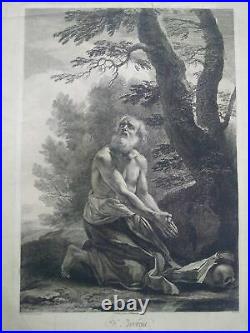 Grande gravure Saint Jérôme par J. B. Mola & Rousseau grand format XIXème siècle
