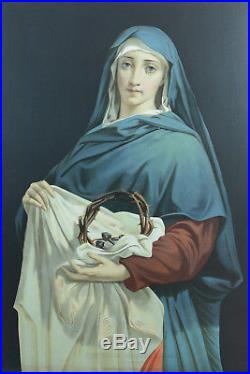 Grande lithographie gravure religieuse 19E Vierge des Douleurs Lazerges / Pingot