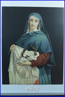 Grande lithographie gravure religieuse 19E Vierge des Douleurs Lazerges / Pingot