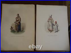 Gravure, 14 LIthographies en couleurs de Geoffroy fin XIXème Costume Suède