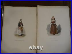 Gravure, 14 LIthographies en couleurs de Geoffroy fin XIXème Costume Suède