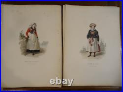 Gravure, 14 LIthographies en couleurs de Geoffroy fin XIXème Costume Suède