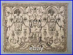 Gravure 1680 XVIIe Jean Berain Grotesque Mascaron Etching Ancien Old Louis XIVe