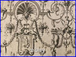 Gravure 1680 XVIIe Jean Berain Grotesque Mascaron Etching Ancien Old Louis XIVe