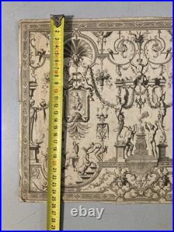 Gravure 1680 XVIIe Jean Berain Grotesque Mascaron Etching Ancien Old Louis XIVe