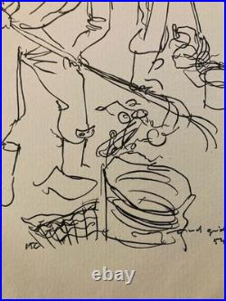 Gravure 1950 Art Lithographie Ancien Etching Raymond Gid Chiffonnier Originale