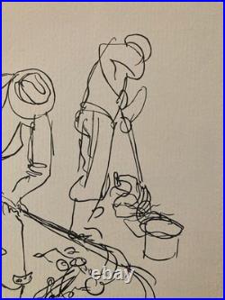 Gravure 1950 Art Lithographie Ancien Etching Raymond Gid Chiffonnier Originale