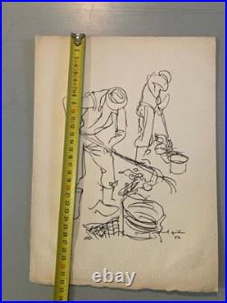 Gravure 1950 Art Lithographie Ancien Etching Raymond Gid Chiffonnier Originale