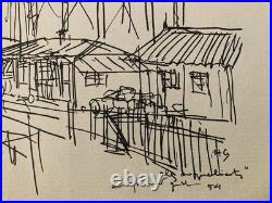 Gravure 1950 Art Lithographie Ancien Etching Raymond Gid Estampe Originale Old