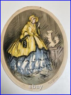 Gravure 1950 Barta Eau Forte Portrait Romain Art Lithographie Grec Femme