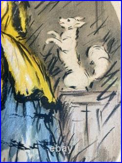 Gravure 1950 Barta Eau Forte Portrait Romain Art Lithographie Grec Femme