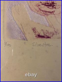 Gravure 1970 Portrait Art Brut Naïf Lithographie Ancien A Identifier Homme