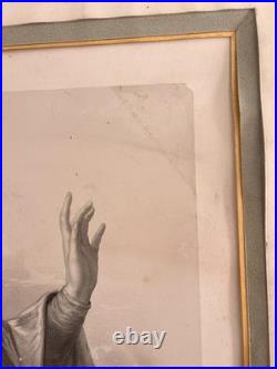 Gravure 19ème Charles Fuhr Dédicacée Ange Gardien Protecteur Religieux Allégorie