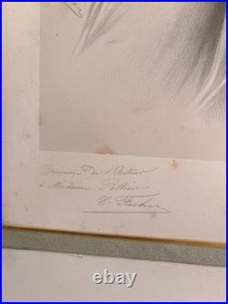 Gravure 19ème Charles Fuhr Dédicacée Ange Gardien Protecteur Religieux Allégorie
