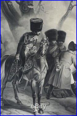 Gravure 19ème Napoléon à Montereau Premier Empire