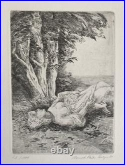 Gravure À L'Eau-forte Annette Peuker-Krisper Couché Femme Hall Leipzig Château