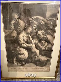 Gravure Ancienne Gérard Edelinck La Sainte Famille