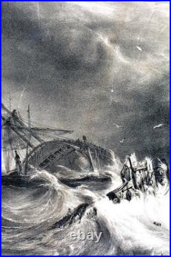 Gravure Ancienne Lemercier Naufrage Figures Par V. Adam Ca 1800