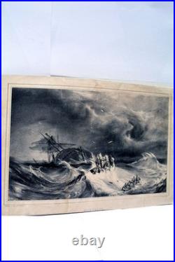 Gravure Ancienne Lemercier Naufrage Figures Par V. Adam Ca 1800