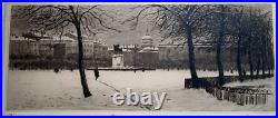 Gravure Ancienne Lyon Place Bellecour NEIGE novembre 25 Joanny Drevet 1889-1969