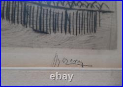 Gravure Ancienne Lyon Place Bellecour NEIGE novembre 25 Joanny Drevet 1889-1969