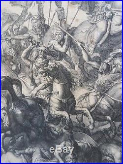 Gravure Ancienne XVIII 18ème Charles Le Brun tardieu 1715 bataille de constantin