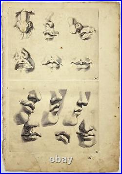 Gravure Antique Anatomie du Visage Frederick de Wit Construction des