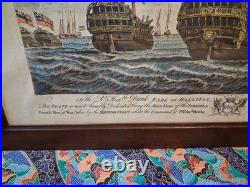 Gravure Bateau XVIIIe R. Short Halifax Marine Naval Signé Coloré