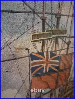 Gravure Bateau XVIIIe R. Short Halifax Marine Naval Signé Coloré