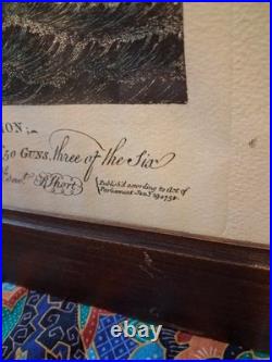 Gravure Bateau XVIIIe R. Short Halifax Marine Naval Signé Coloré