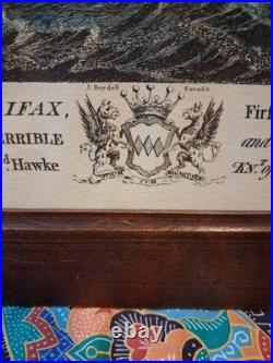 Gravure Bateau XVIIIe R. Short Halifax Marine Naval Signé Coloré