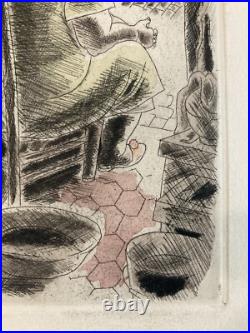 Gravure CHAS LABORDE Portrait Femme Fenêtre Art Lithographie Non Signé Ancien