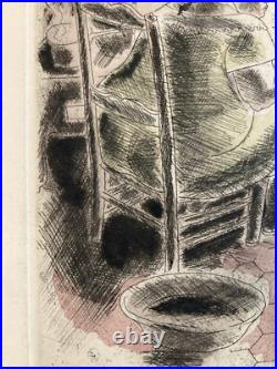 Gravure CHAS LABORDE Portrait Femme Fenêtre Art Lithographie Non Signé Ancien