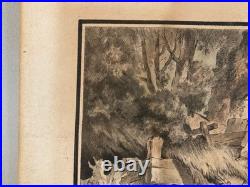 Gravure DEMARTEAU Gilles Pastorale XVIIIe Estampe Couleur Ancien Huet Etching