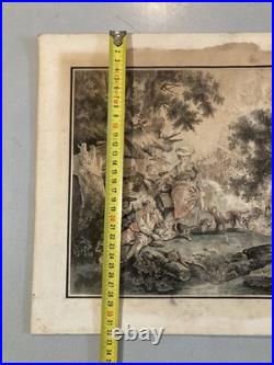 Gravure DEMARTEAU Gilles Pastorale XVIIIe Estampe Couleur Ancien Huet Etching