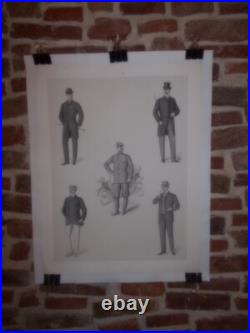 Gravure De Mode Masculine Ete 1902 Sans La Lettre