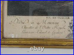 Gravure François BOUCHER Le messager discret gravée par GAILLARD XVIIIe encadrée