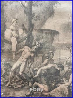 Gravure L'Empire De Flore d'après Nicolas Poussin, Gravure de Jean Moyreau