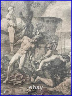 Gravure L'Empire De Flore d'après Nicolas Poussin, Gravure de Jean Moyreau